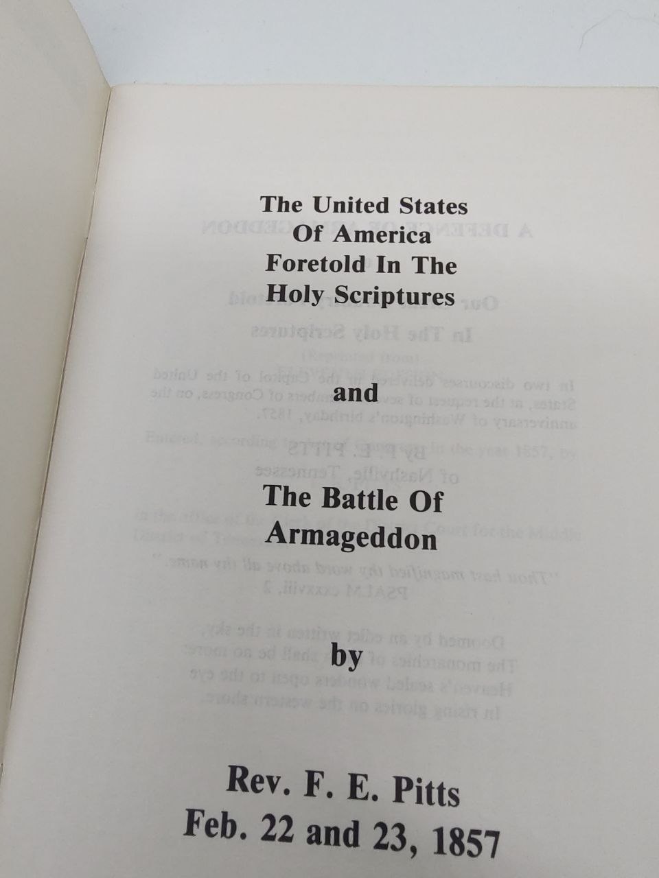 The U.S.A. in Bible Prophecy: Two Sermons Preached to the U.S. Congress in 1857 – Rev. F. E. Pitts - Image 2